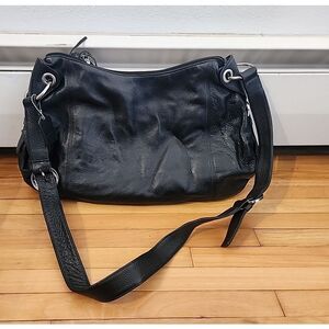 Buxton Black B Collective Pebbled Leather Crossbody  Purse Shoulder Bag